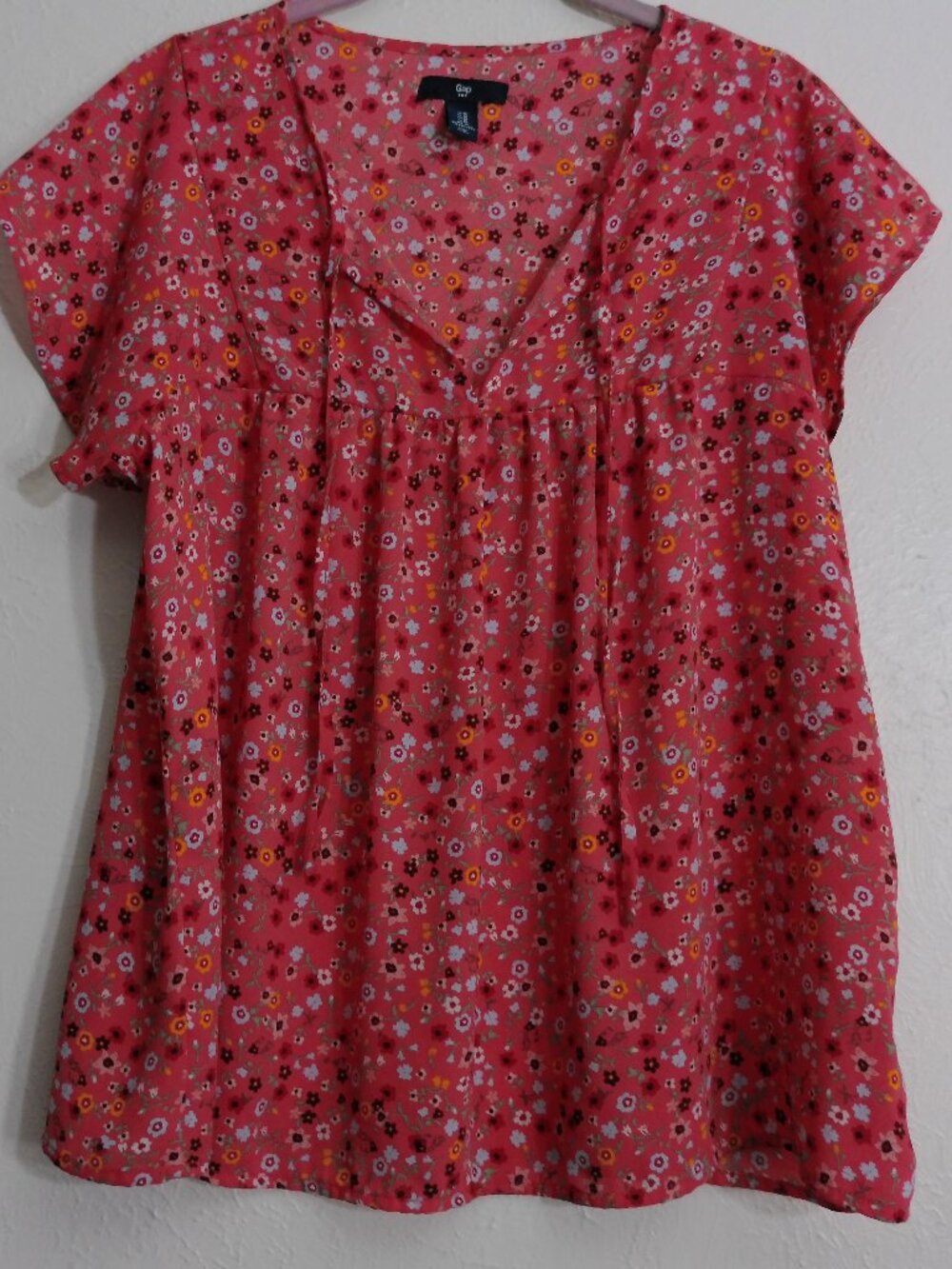 Gap Pink Floral Short Sleeved Blouse